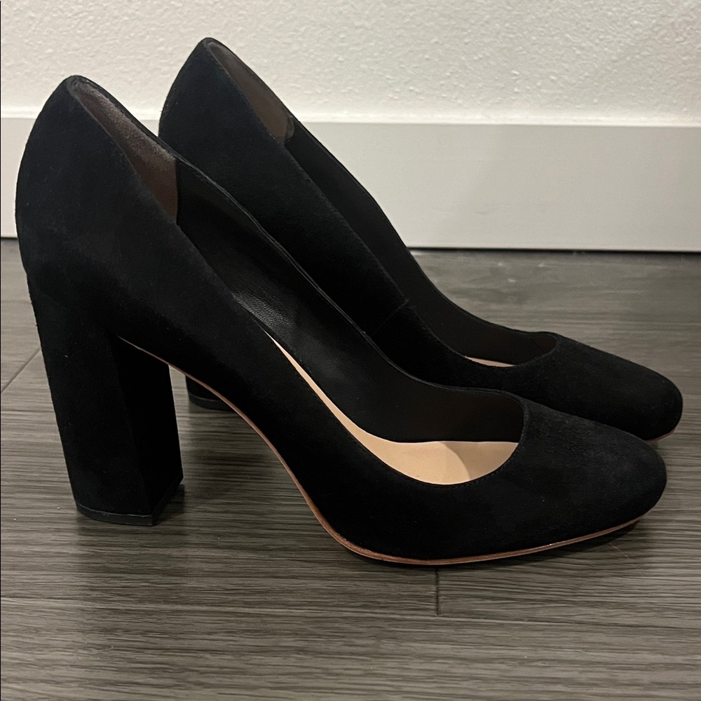 Loeffler Randall pumps heels black suede block 8.5